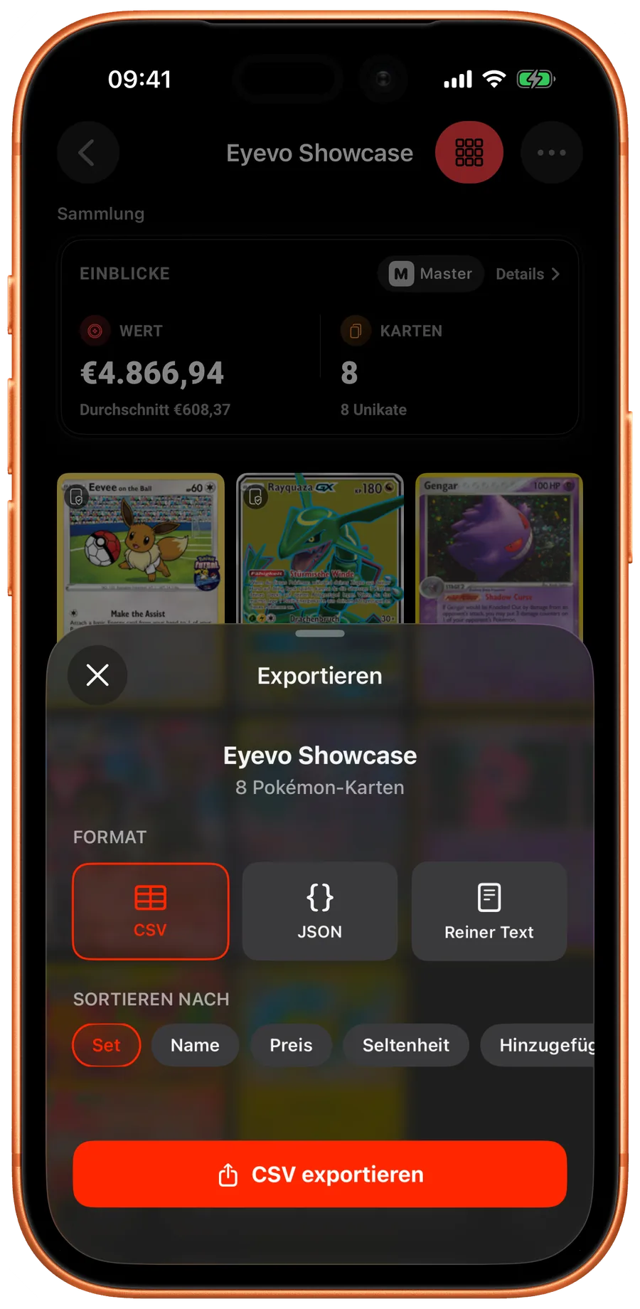 Collection export in Eyevo