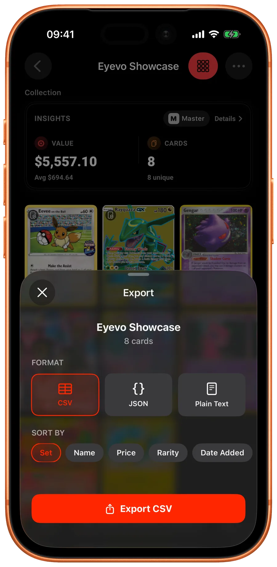 Exportar coleção in Eyevo