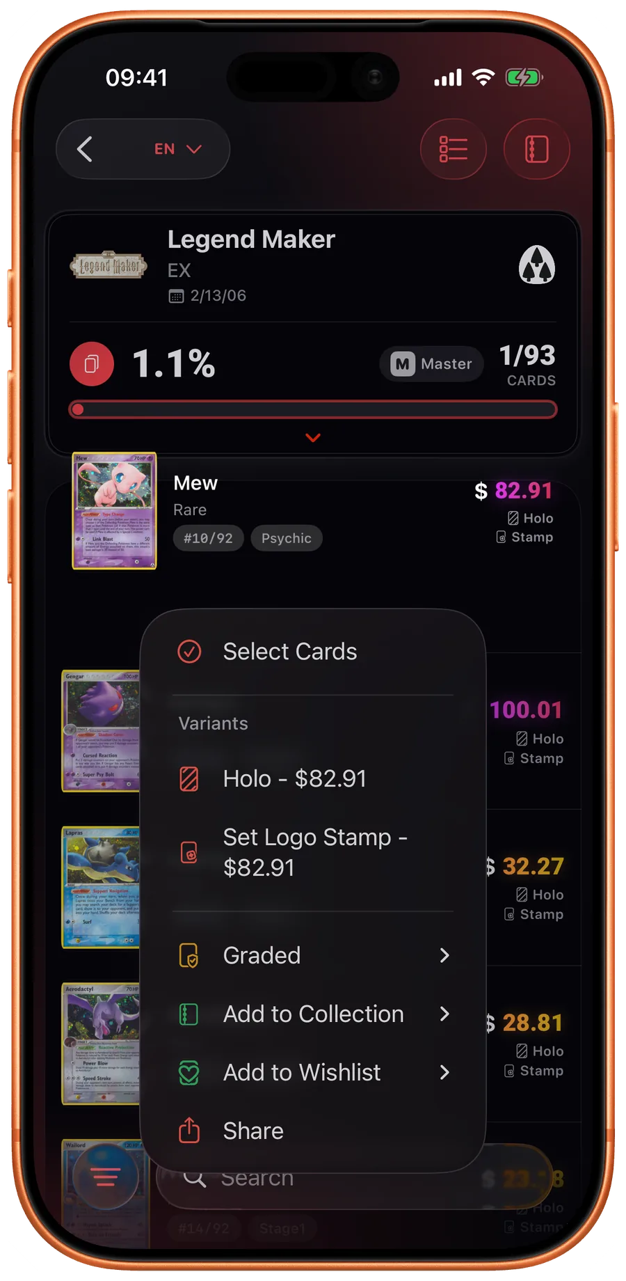 Menu da carta in Eyevo