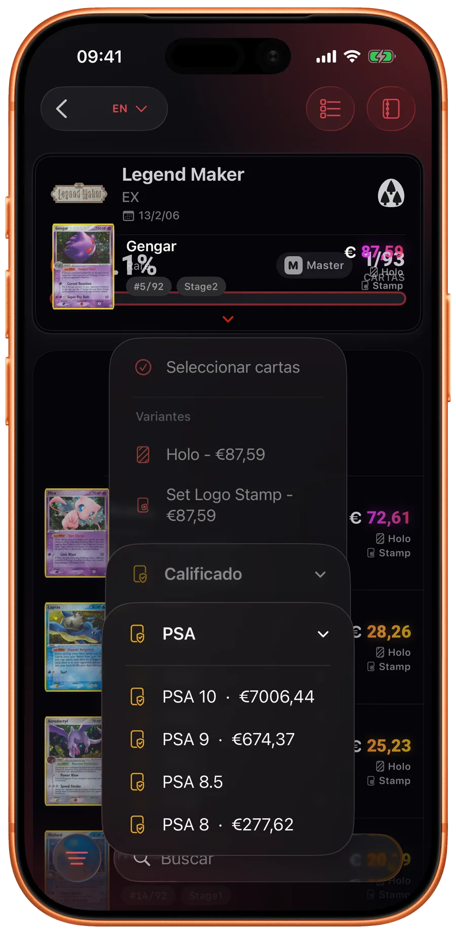 PSA submenu in Eyevo