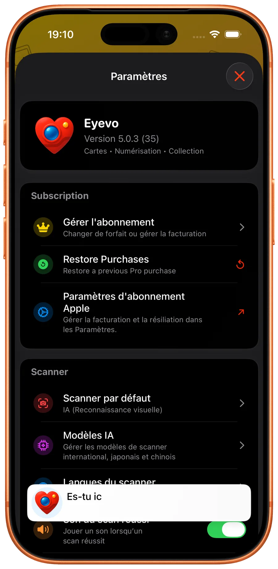 Language settings in Eyevo