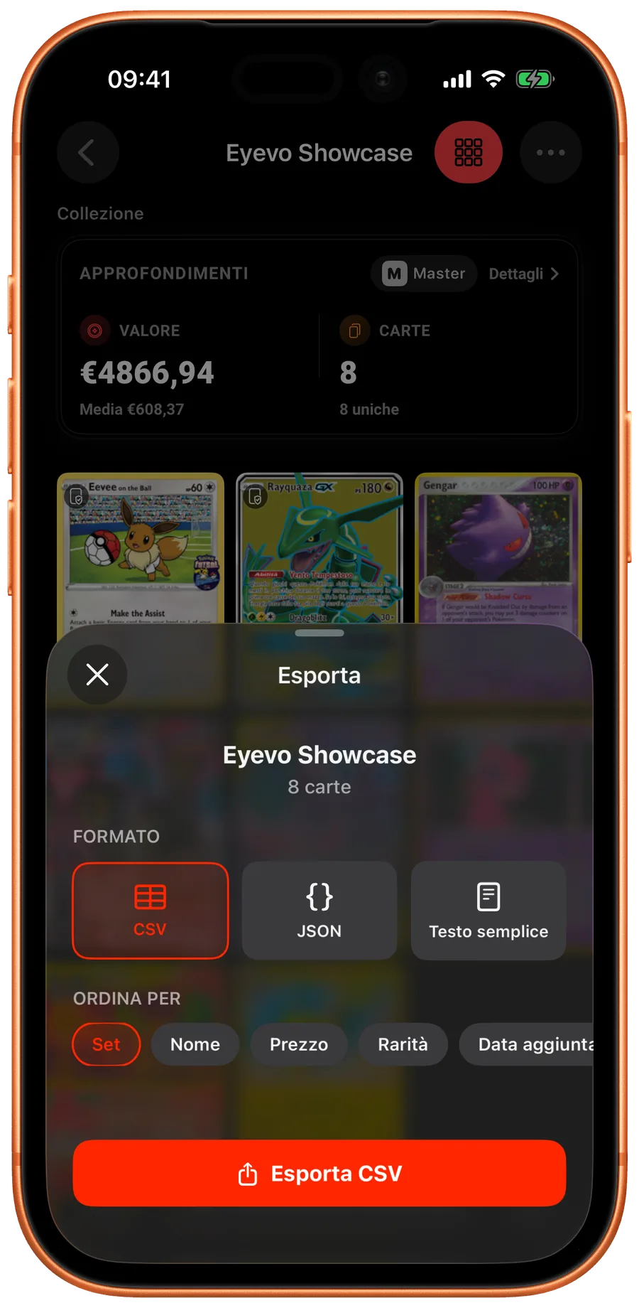 Collection export in Eyevo
