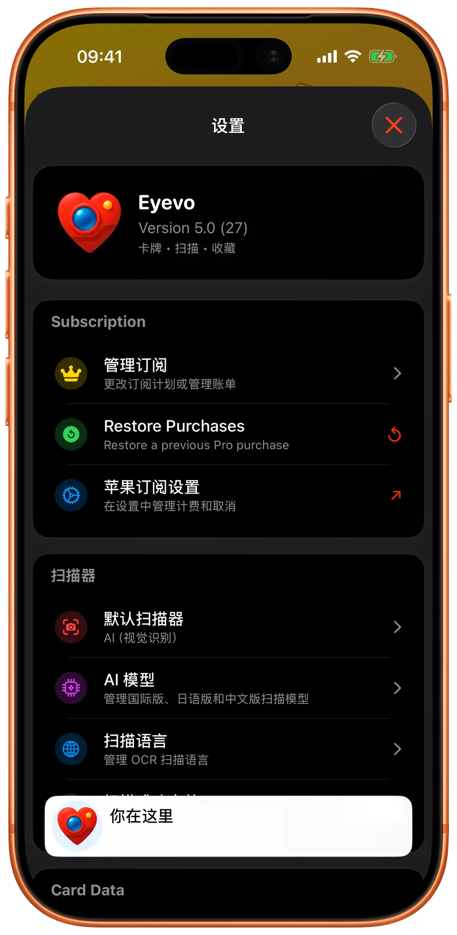 Language settings in Eyevo