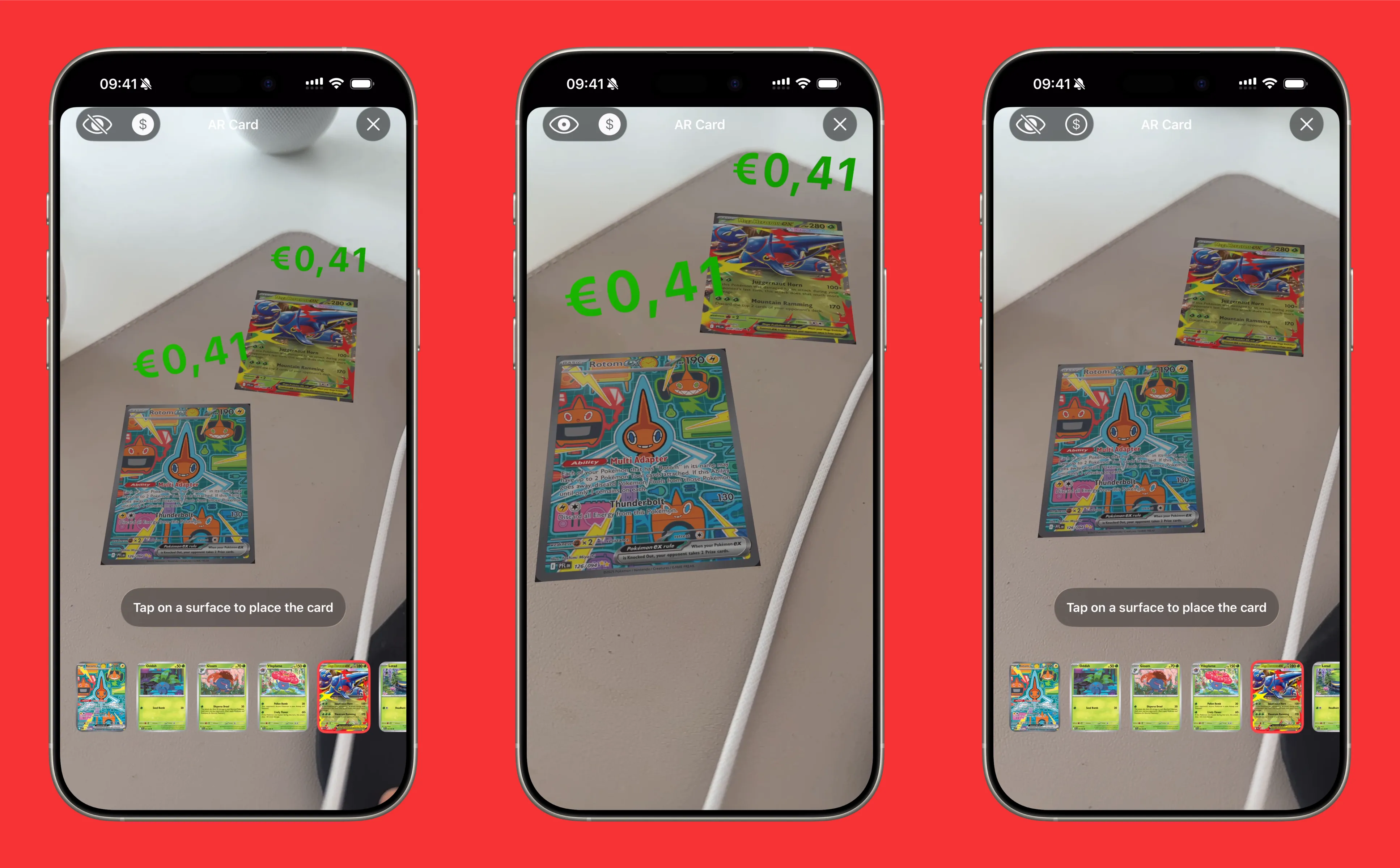 Vue AR : placez vos cartes Pokemon dans le monde réel