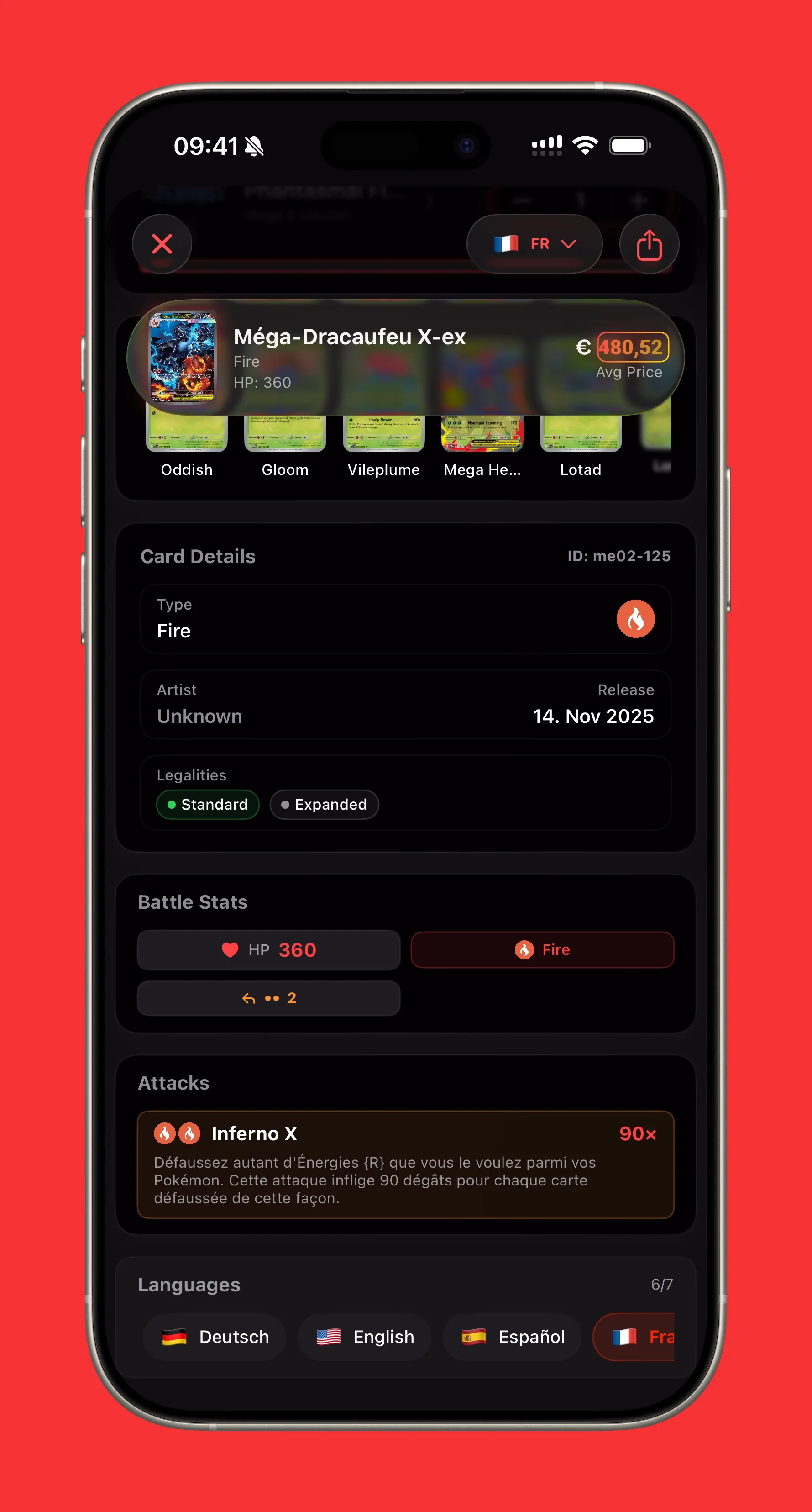 Détail de carte avec rareté