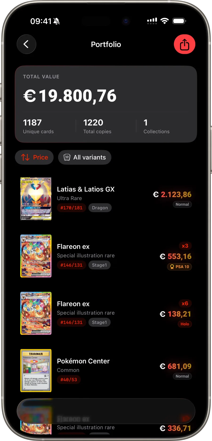 Eyevo Portfolio nach Import mit Live-Gesamtwert